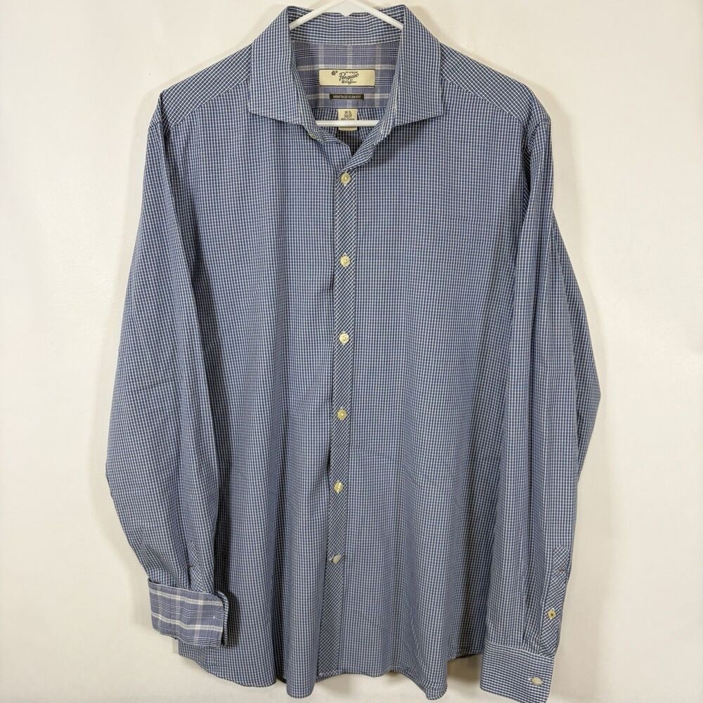 Original Penguin Heritage Slim Fit Dress Shirt Mens 16.5 36/37 Blue Flipcuff
